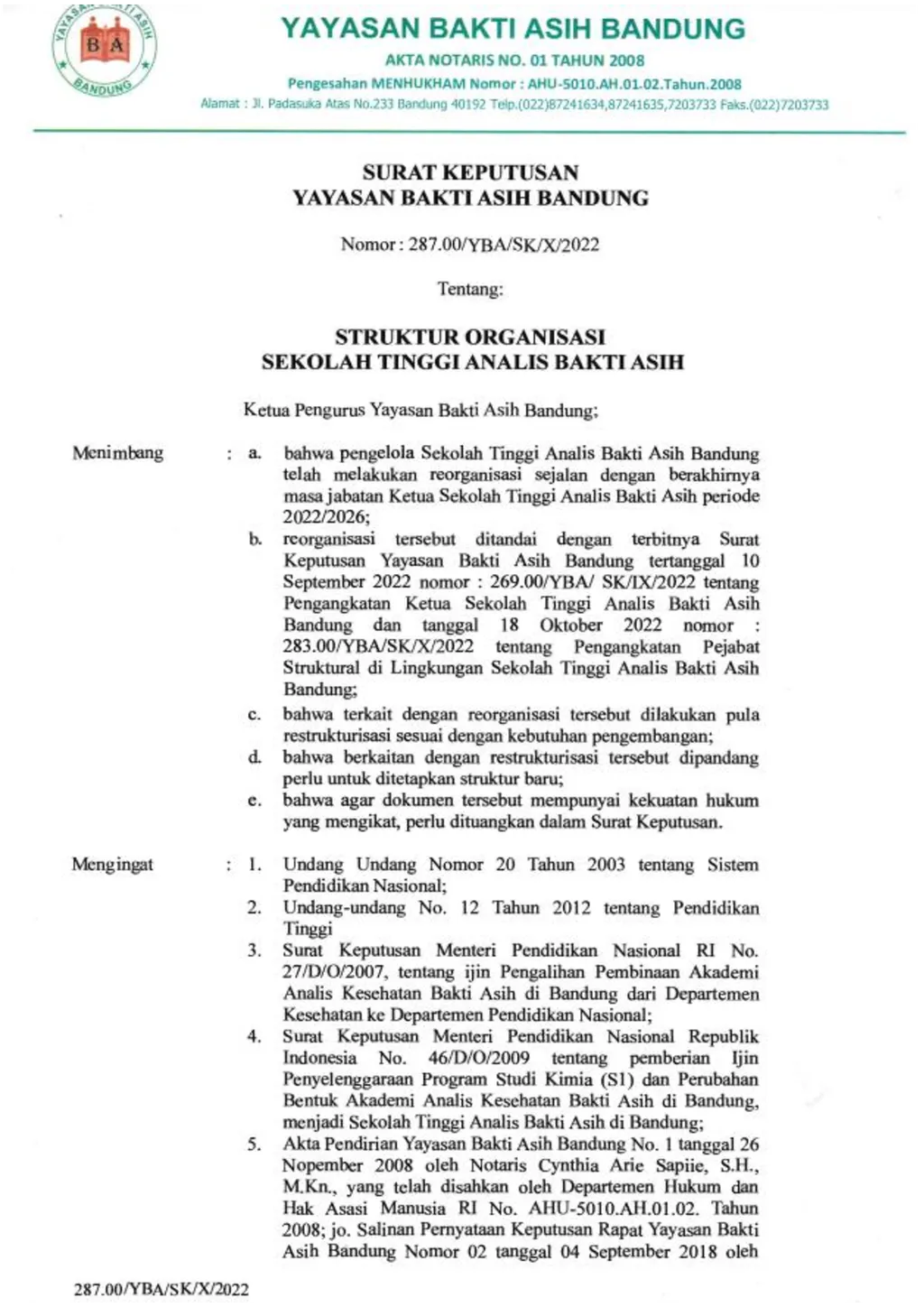 SK Struktur Organisasi TA. 2022-2026